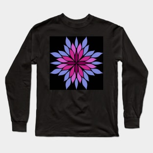 Gradient floral symmetrical pattern with black background Long Sleeve T-Shirt